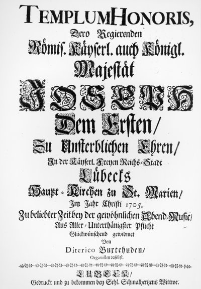 Titelseite von Abendmusik, 1705 von Dietrich Buxtehude